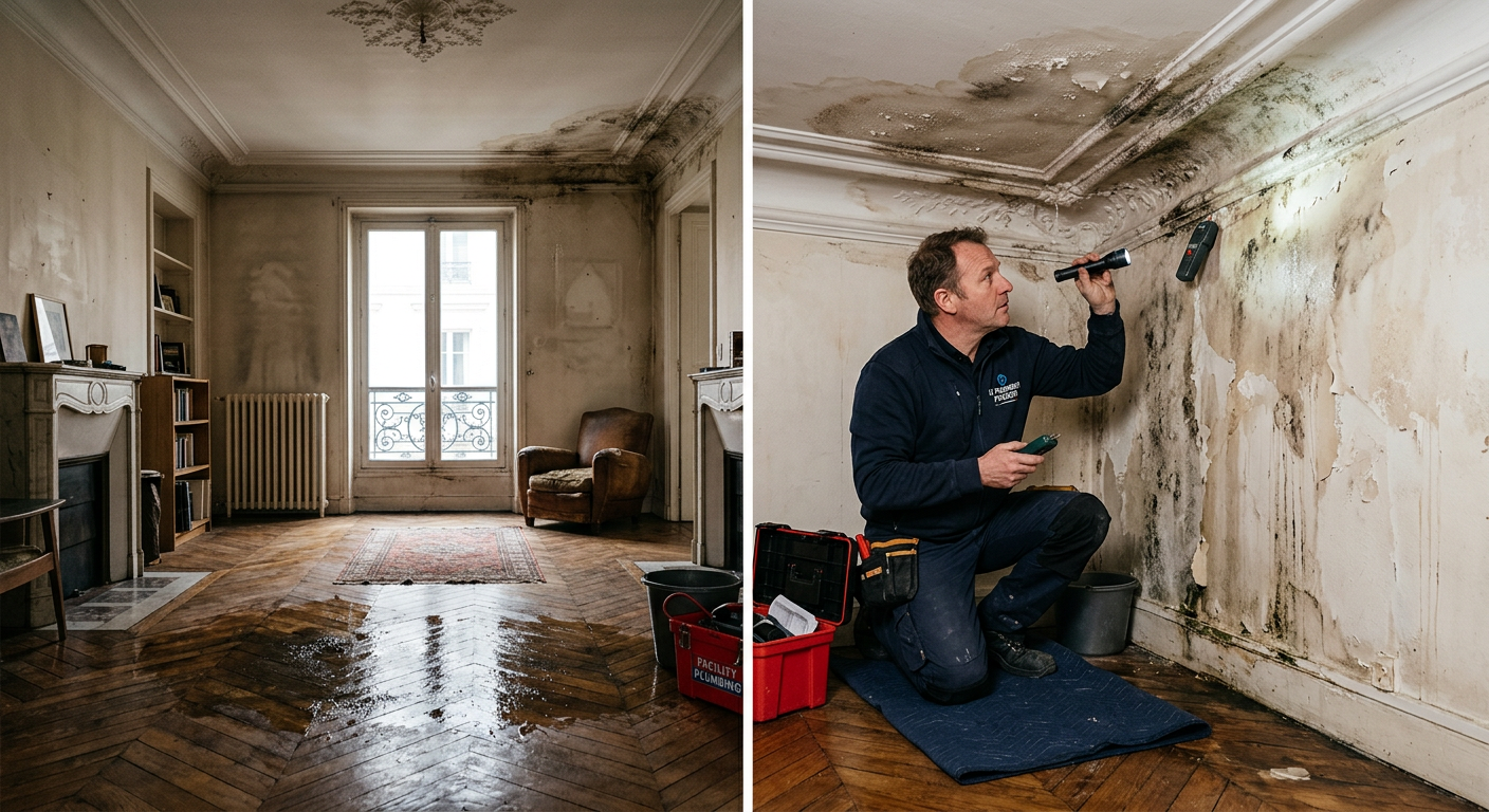 Intervention urgente dégât des eaux dans un appartement à Malakoff